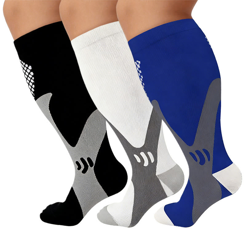 Plus Size Wide Calf Sports Compression Socks 2XL-7XL(3 Pairs) - image 1