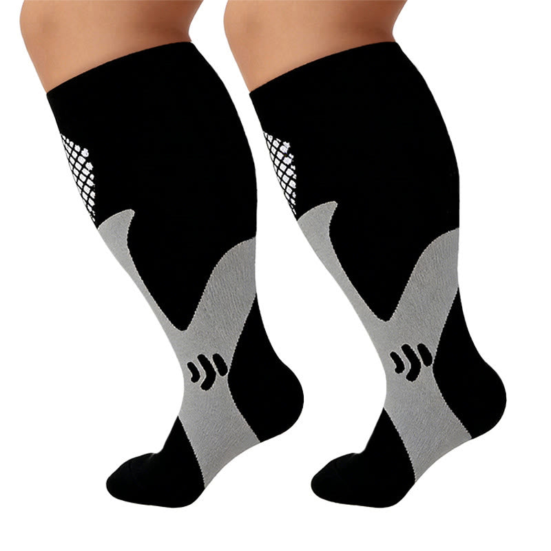 Plus Size Wide Calf Sports Compression Socks 2XL-7XL(3 Pairs) - image 9