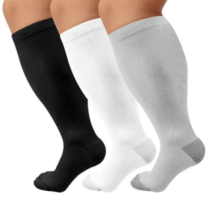 Solid Color Plus Size Compression Socks 2XL-7XL(3 Pairs) - image 2