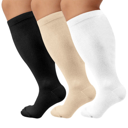 Solid Color Plus Size Compression Socks 2XL-7XL (3 Pairs) - image 2