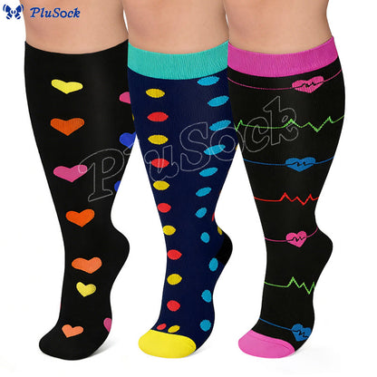 Colorful Pattern Plus Size Compression Socks 2XL-7XL(3 Pairs) - image 0