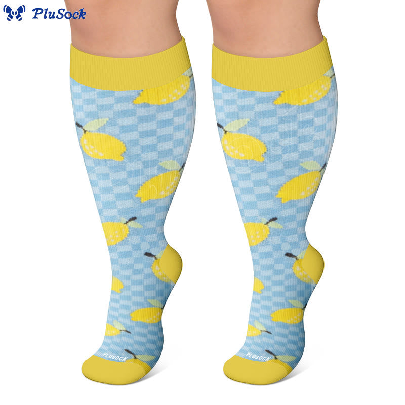 Plus Size Fruit Gingham Compression Socks - image 2