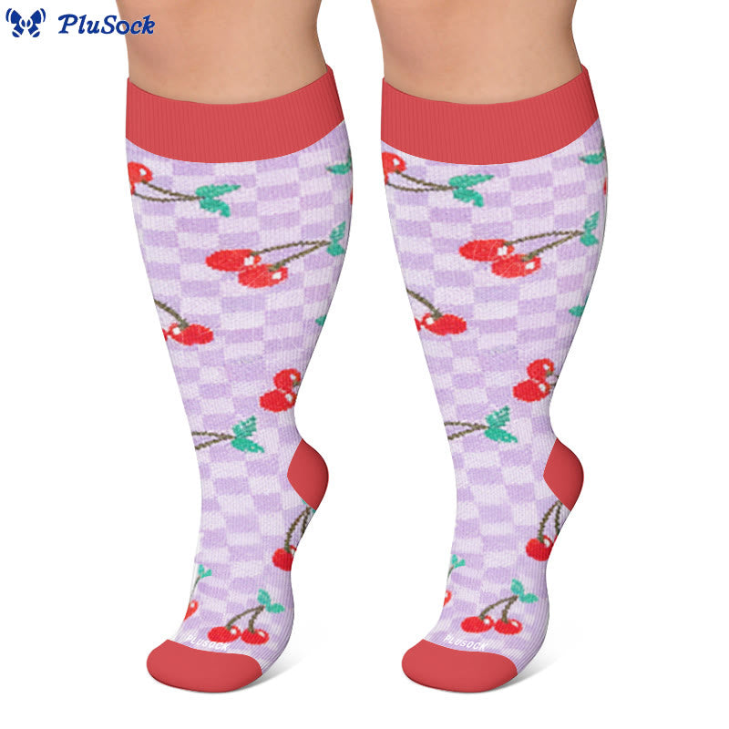 Plus Size Fruit Gingham Compression Socks - image 4