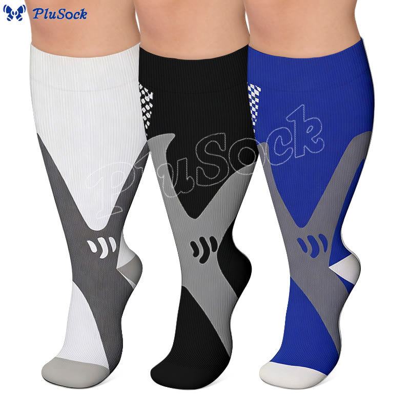 Plus Size Wide Calf Sports Compression Socks 2XL-7XL(3 Pairs) - image 0