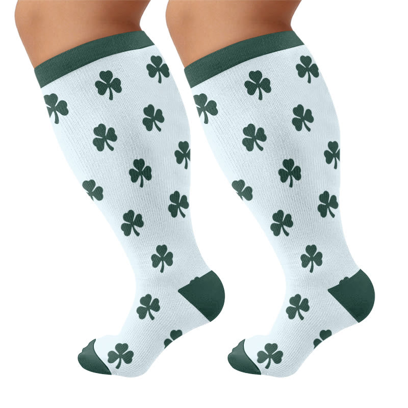Plus Size Shamrock Compression Socks - Blue(1 Pair) - 4XL - image 5