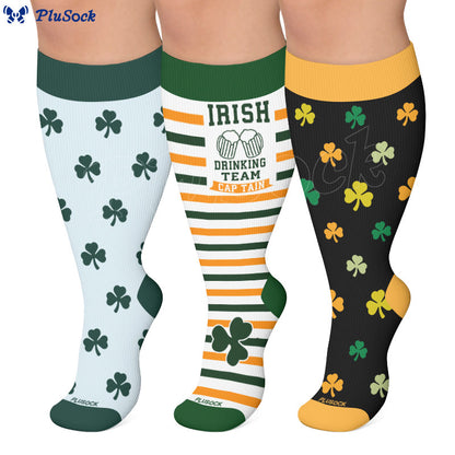 Plus Size Shamrock Compression Socks - image 0