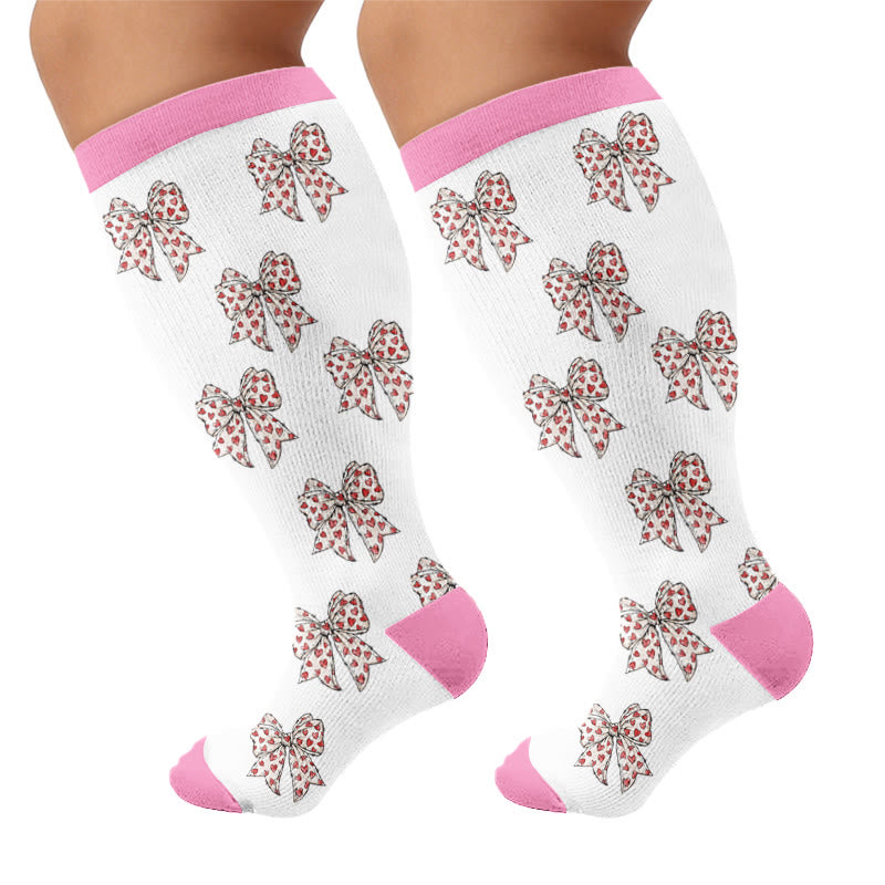 Plus Size Flag Butterfly Compression Socks - White - 4XL - image 5
