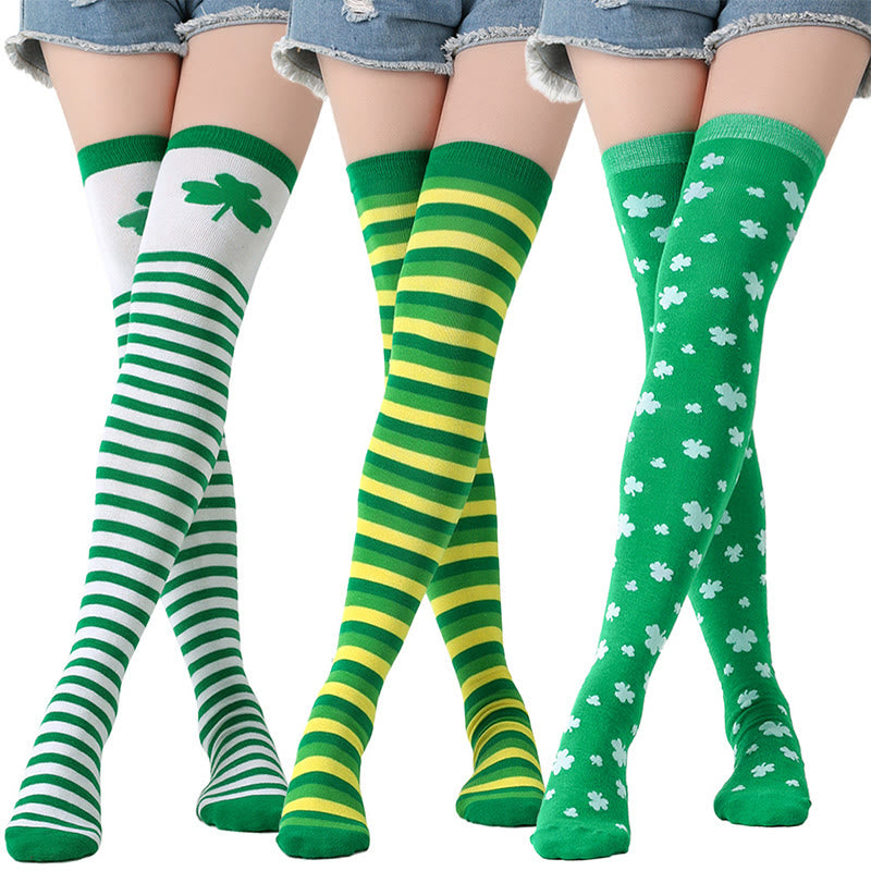 Lucky Clover Thigh Highs Socks(3 Pairs) - image 1