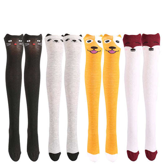 Adorable Animal Face Thigh High Socks(2 Pairs) - image 0