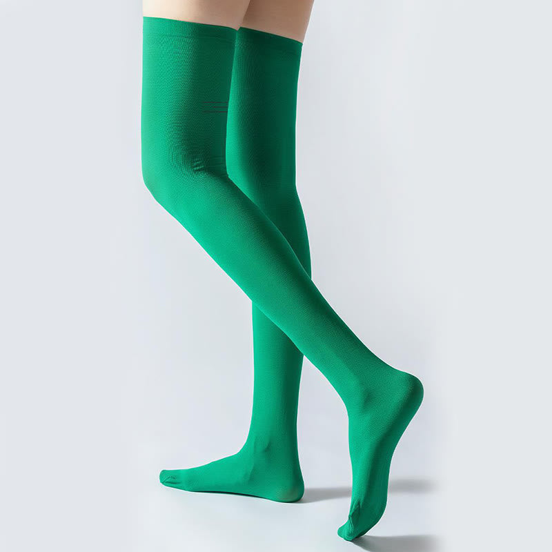 Solid Color Thigh High Compression Socks(2 Pairs) - image 12