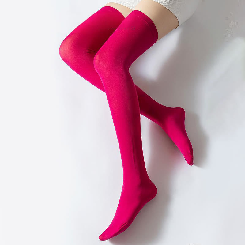 Solid Color Thigh High Compression Socks(2 Pairs) - Rose - EU36-40(US3-7) - image 2