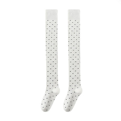 Polka Dots Thigh High Socks(2 Pairs) - White - EU36-40(US3-7) - image 11