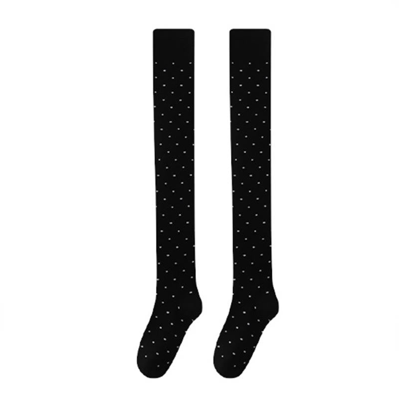 Polka Dots Thigh High Socks(2 Pairs) - Black - EU36-40(US3-7) - image 9