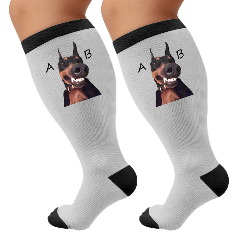 Plus Size Cat Dog Compression Socks - Fun Dog(1 Pair) - 4XL - image 5