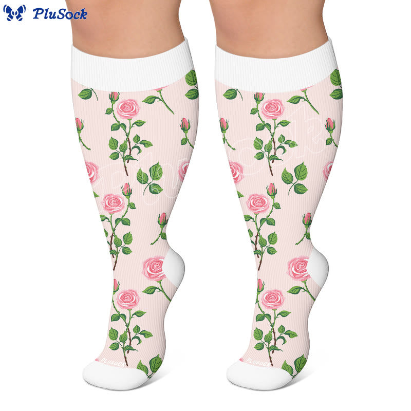Plus Size Carnations Roses Compression Socks - image 3