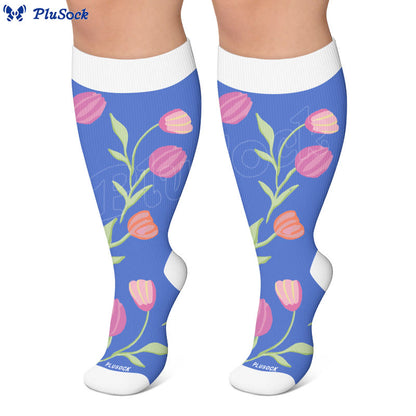 Plus Size Carnations Roses Compression Socks - image 4