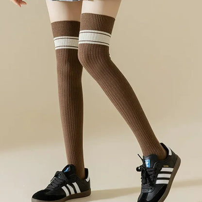 Classic Double Stripe Thigh High Socks(2 Pairs) - image 7