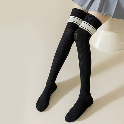 Classic Double Stripe Thigh High Socks(2 Pairs) - image 6