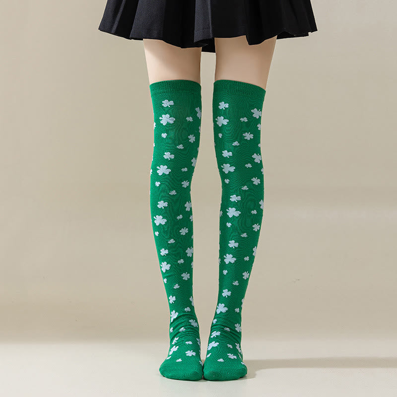 Green Stripe Thigh High Socks(3 Pairs) - B - EU36-40(US3-7) - image 0