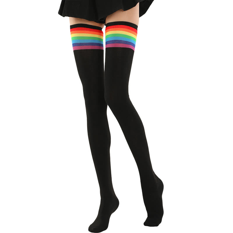 Rainbow Stripes Thigh High Socks(2 Pairs) - image 2