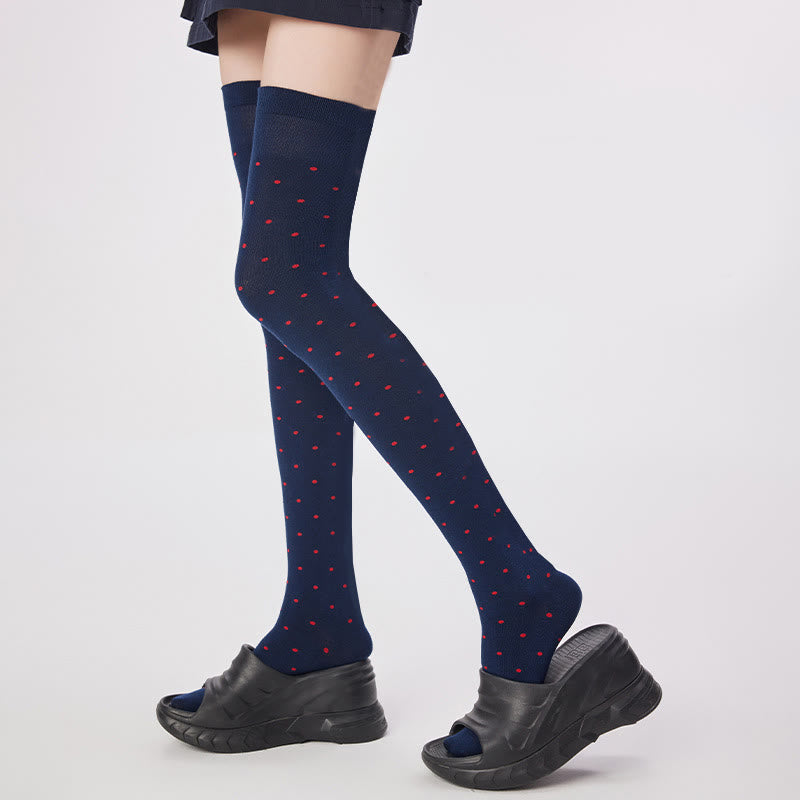 Polka Dots Thigh High Socks(2 Pairs) - image 1