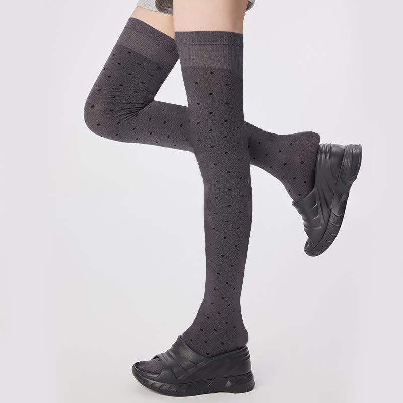 Polka Dots Thigh High Socks(2 Pairs) - image 5
