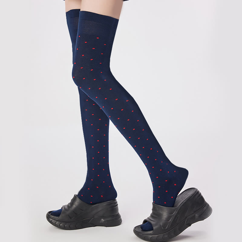 Polka Dots Thigh High Socks(2 Pairs) - image 6