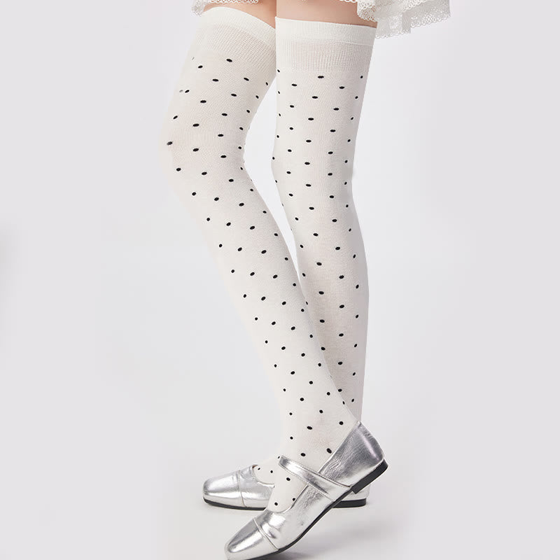 Polka Dots Thigh High Socks(2 Pairs) - image 14