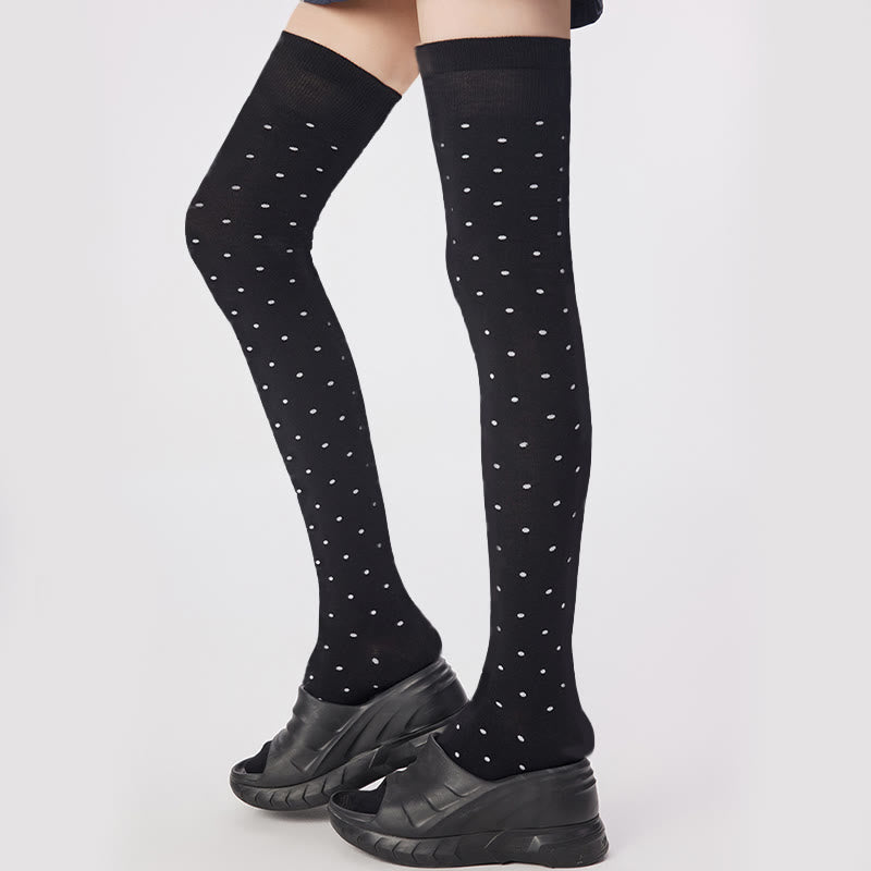 Polka Dots Thigh High Socks(2 Pairs) - image 7
