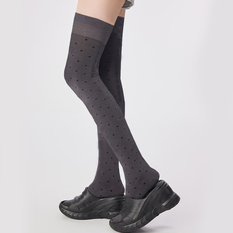 Polka Dots Thigh High Socks(2 Pairs) - image 2