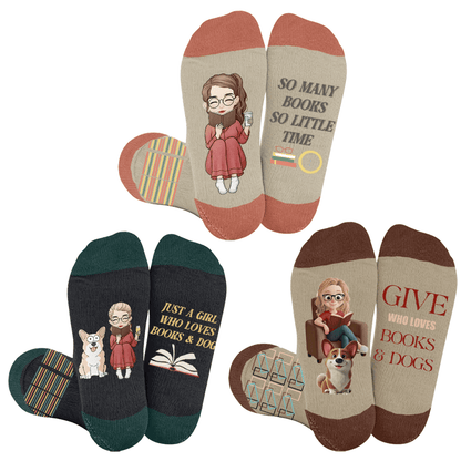 Plus Size Casual Reading Compression Socks - Multicolor(3 Pairs) - 4XL - image 1