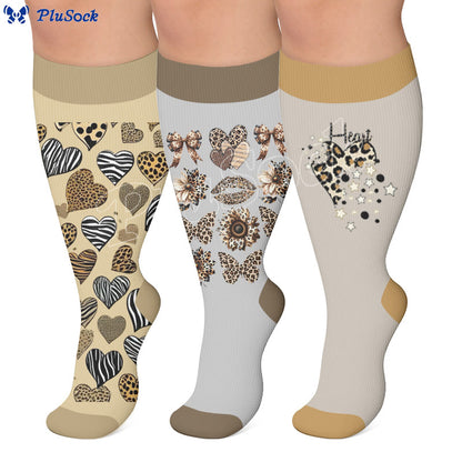 Plus Size Leopard Print Compression Socks - image 0