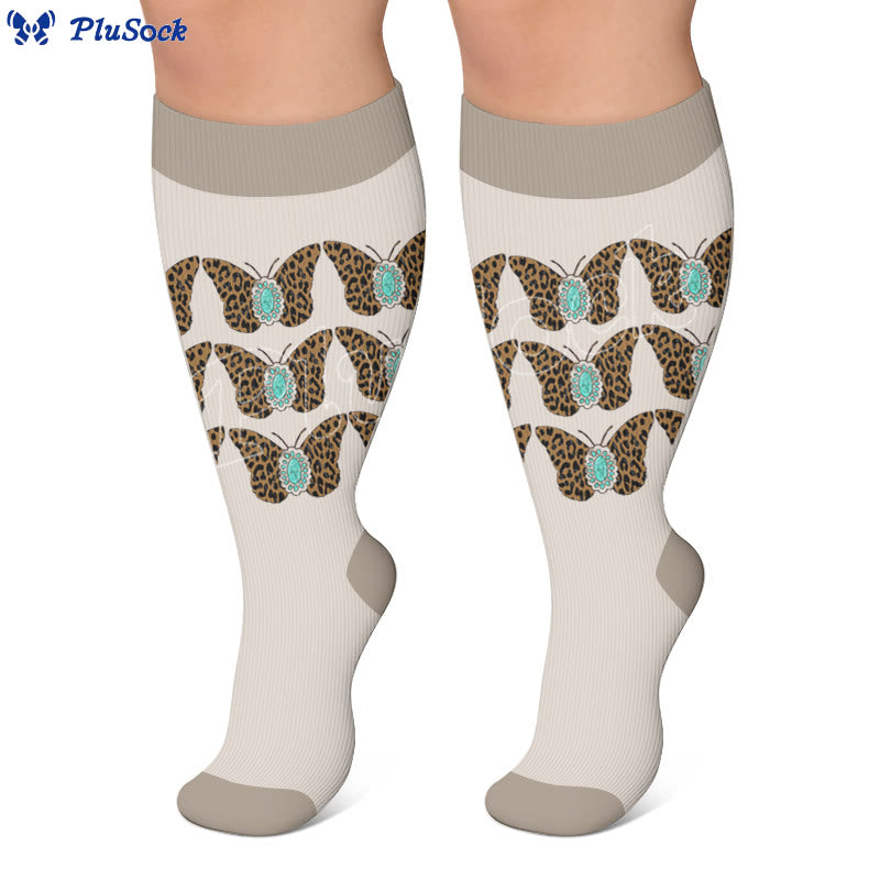 Plus Size Leopard Butterfly Compression Socks - image 3