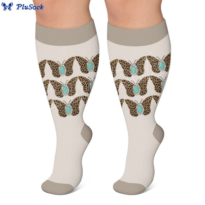 Plus Size Leopard Butterfly Compression Socks - image 3