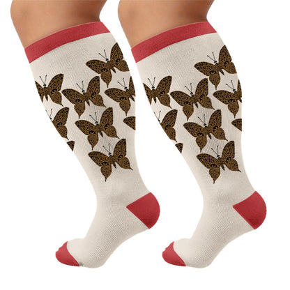 Plus Size Leopard Butterfly Compression Socks - Eye Pattern(1 Pair) - 4XL - image 7