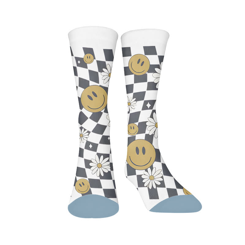 Floral Leopard Print Socks - Smiling Face(1 Pair) - EU37-44(US4-10) - image 8