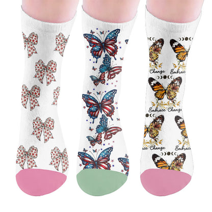 Bowknot Flag Butterfly Socks - Multicolor(3 Pairs) - EU37-44(US4-10) - image 10