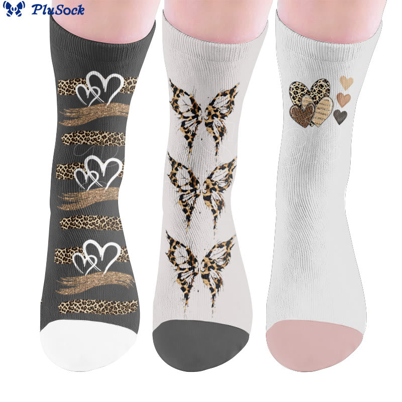 Leopard Butterfly Heart Socks - image 0