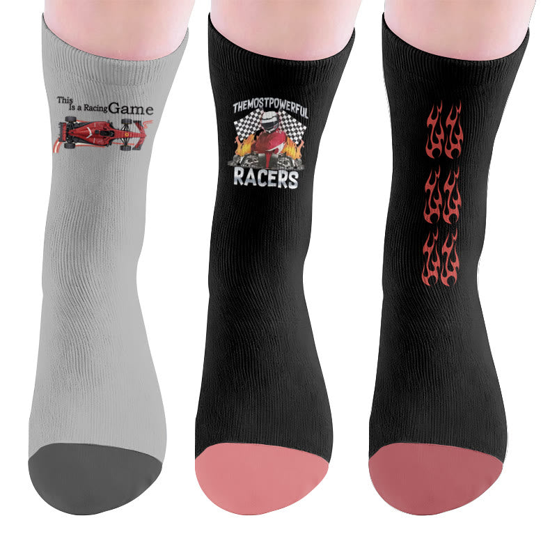 Racing Flag Socks - Multicolor(3 Pairs) - EU37-44(US4-10) - image 10