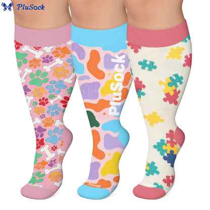 Plus Size Jigsaw Dog Paw Compression Socks - image 0