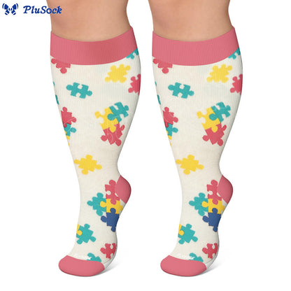 Plus Size Jigsaw Dog Paw Compression Socks - image 2