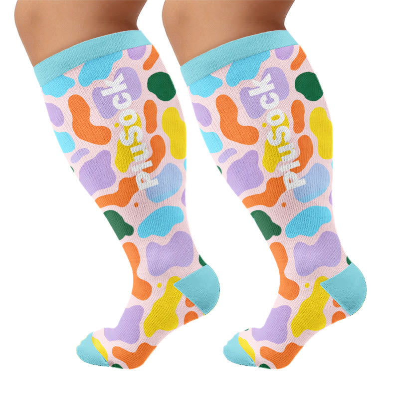 Plus Size Jigsaw Dog Paw Compression Socks - Blue(1 Pair) - 4XL - image 6