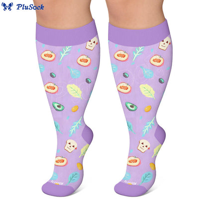 Plus Size Wavy Stripes Fruit Umbrella Compression Socks - image 4