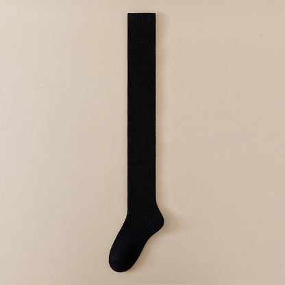 Plus Size Solid Color Thigh High Socks(2 Pairs) - Black - EU36-42(US3-8.5) - image 14