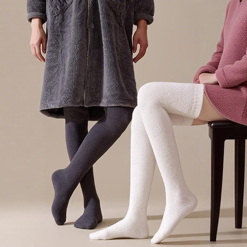 Plus Size Solid Color Thigh High Socks(2 Pairs) - image 2