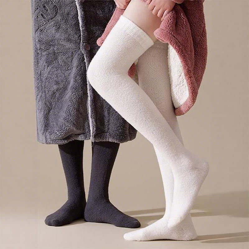 Plus Size Solid Color Thigh High Socks(2 Pairs) - image 6