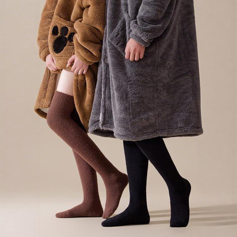 Plus Size Solid Color Thigh High Socks(2 Pairs) - image 3