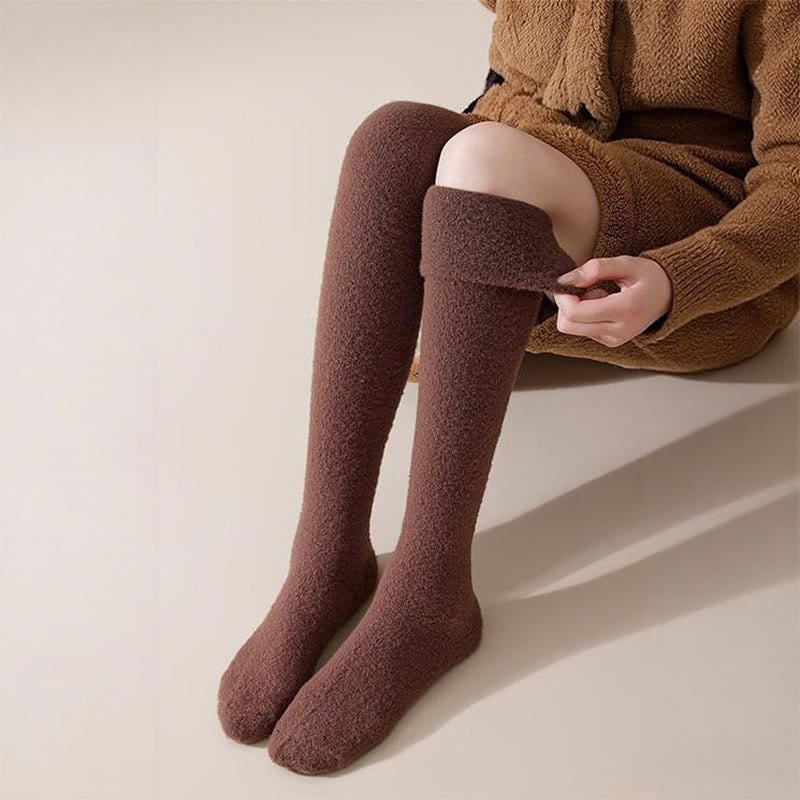 Plus Size Solid Color Thigh High Socks(2 Pairs) - image 1