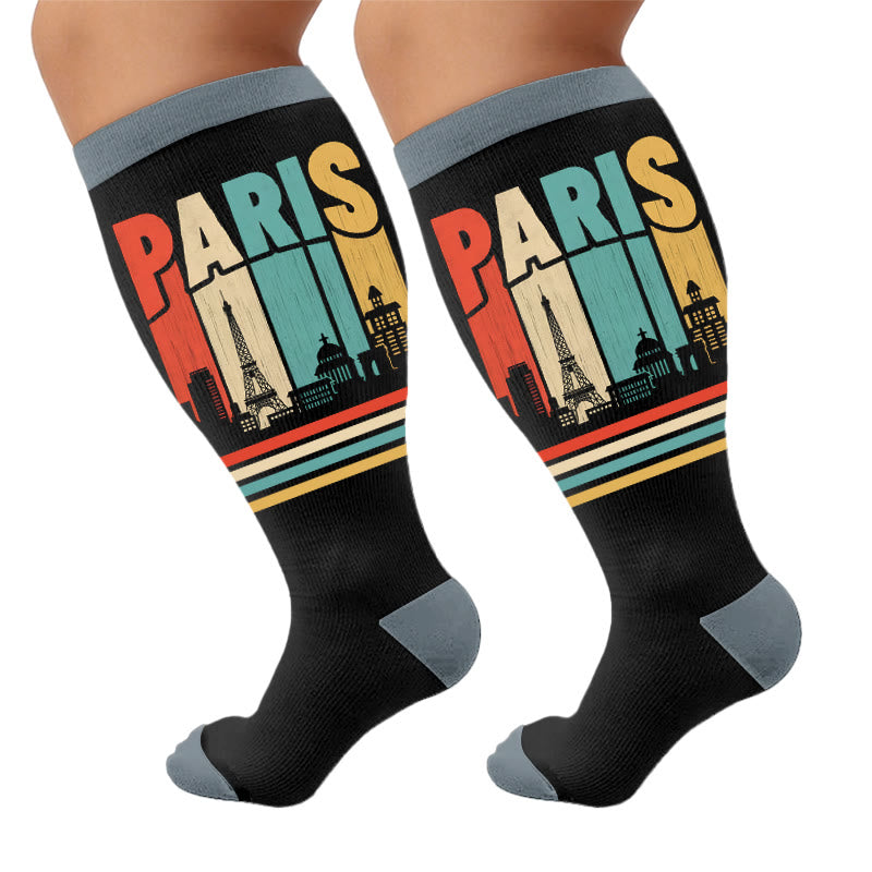 Plus Size Urban Compression Socks - Paris(1 Pair) - 4XL - image 5