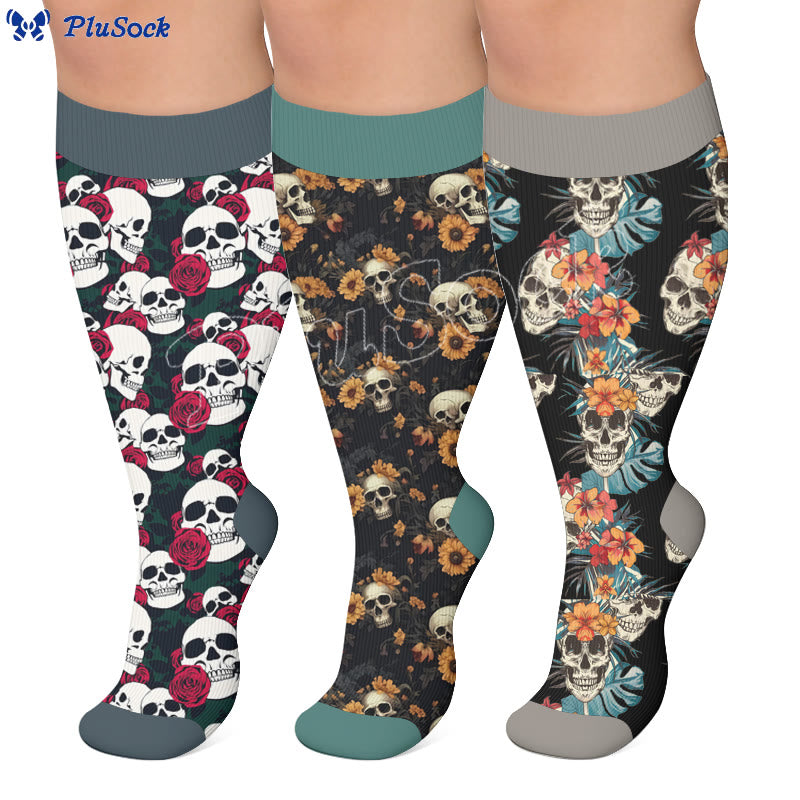 Plus Size Skull Compression Socks - image 0